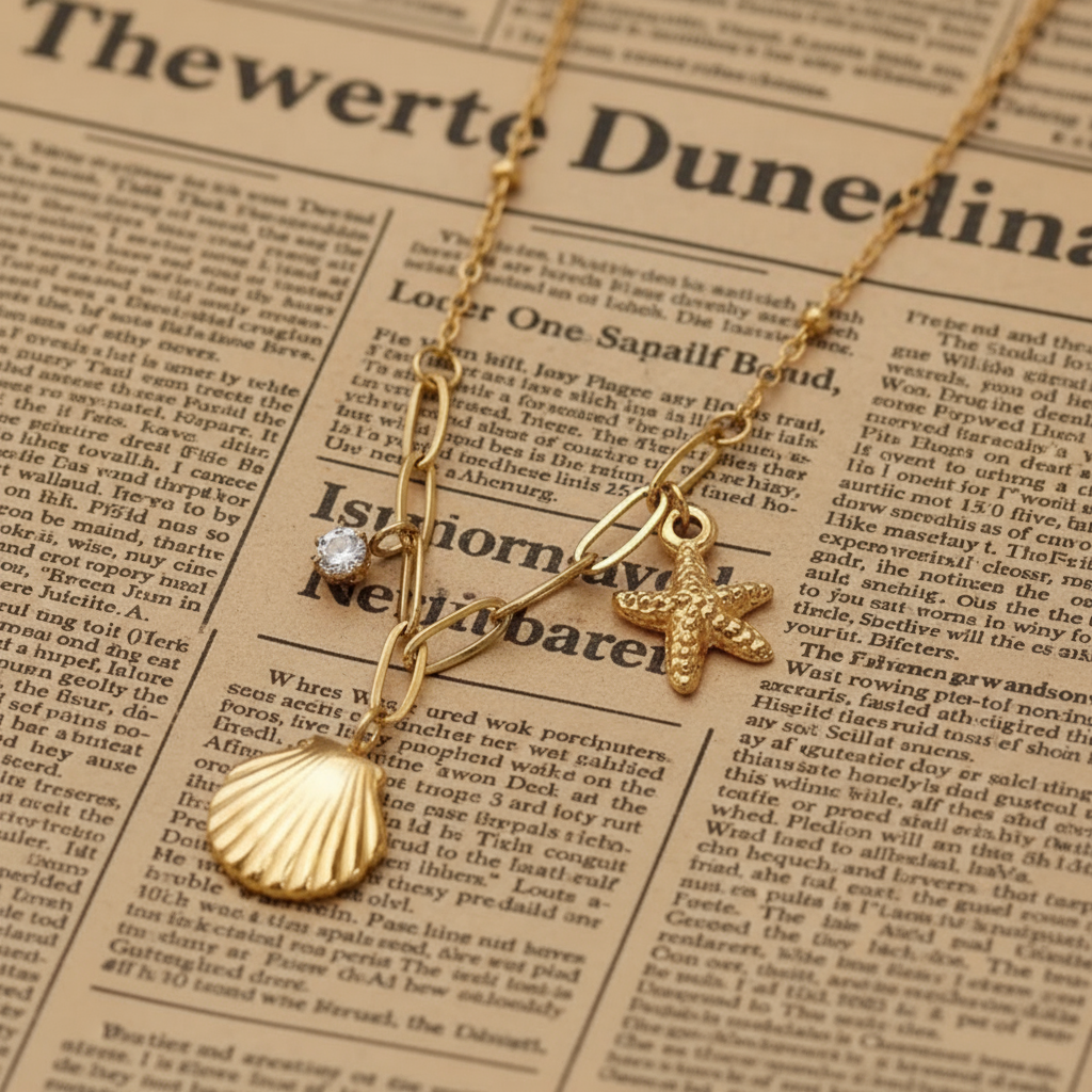 BEACH GOLD PLATED SHELL CHAIN NECKLACE|ANTITARNISHED