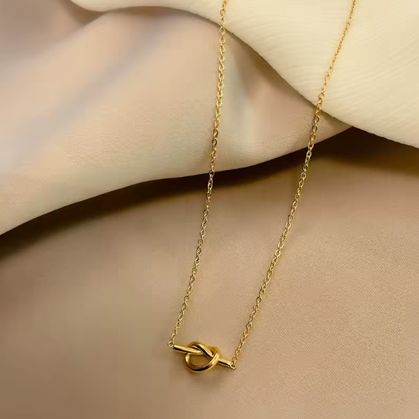 Knot Heart Chunky Necklace Stainless Steel 18k Gold Plated| Anti Tarnished