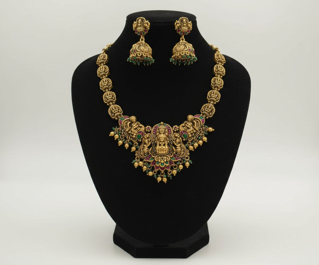 Premium Temple Jewellery set Antique Haaram
