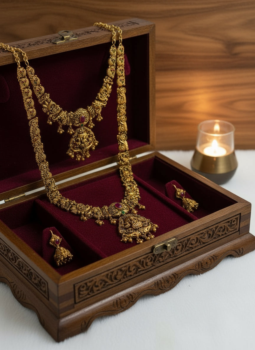 TEMPLE LAKSMI HAARAM BRIDAL SET