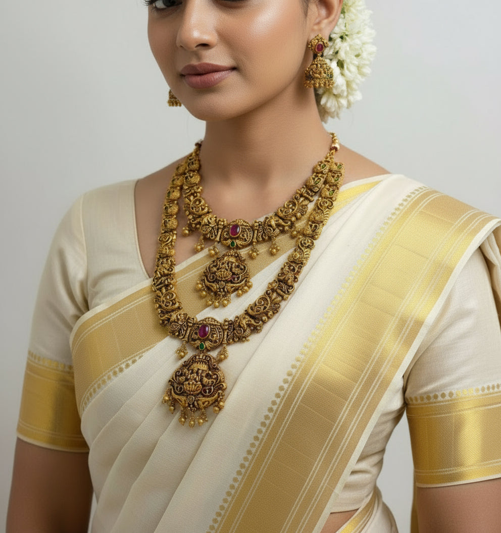 TEMPLE LAKSMI HAARAM BRIDAL SET