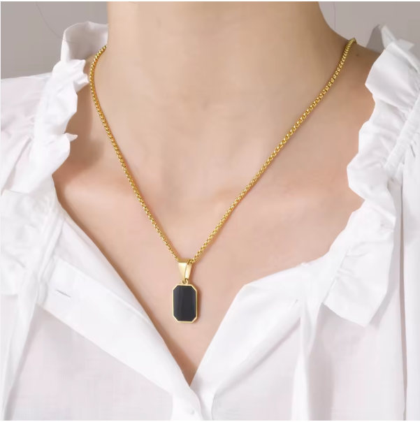 Minimalist Black Pendant Necklace| Anti Tarnished