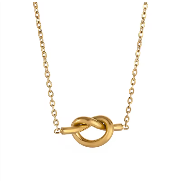 Knot Heart Chunky Necklace Stainless Steel 18k Gold Plated| Anti Tarnished