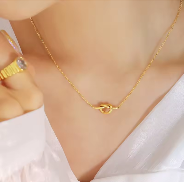 Knot Heart Chunky Necklace Stainless Steel 18k Gold Plated| Anti Tarnished