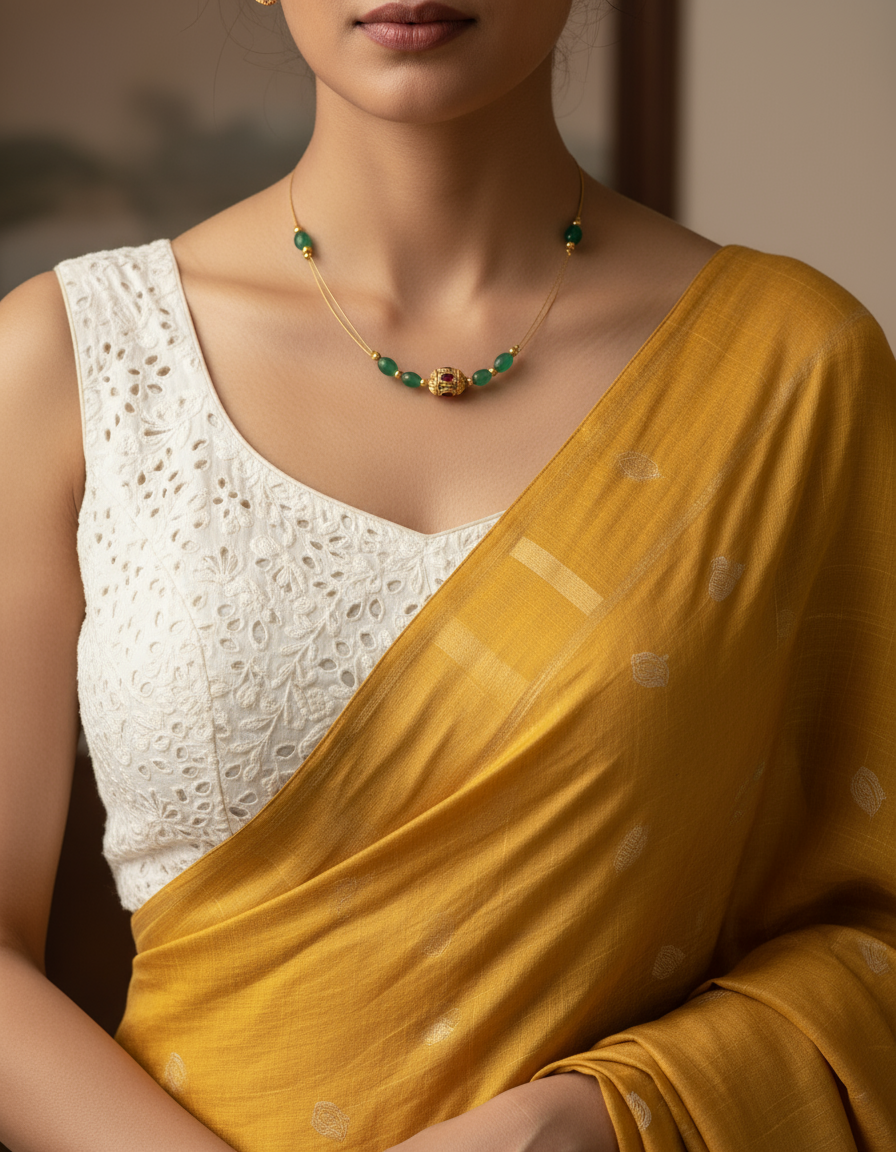 Emerald Beaded Invisible Necklace