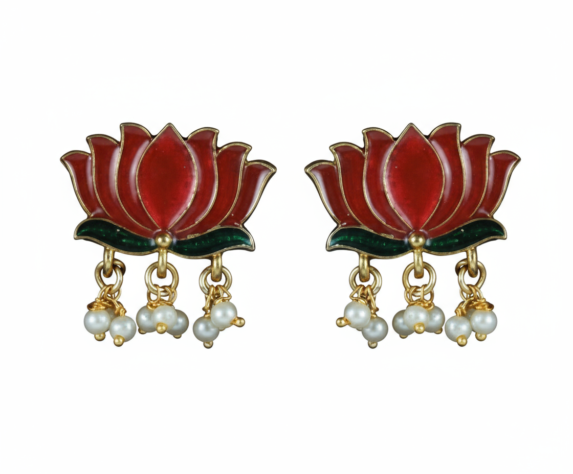 PINK LOTUS ATTIGAI WITH EARINGS