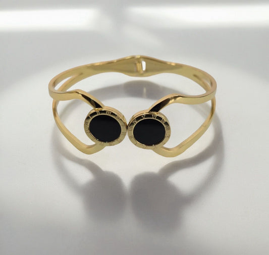 ROUND OPEN CUFF CLASSIC ROMAN NUMERICAL BRACELET |ANTI TARNISHED