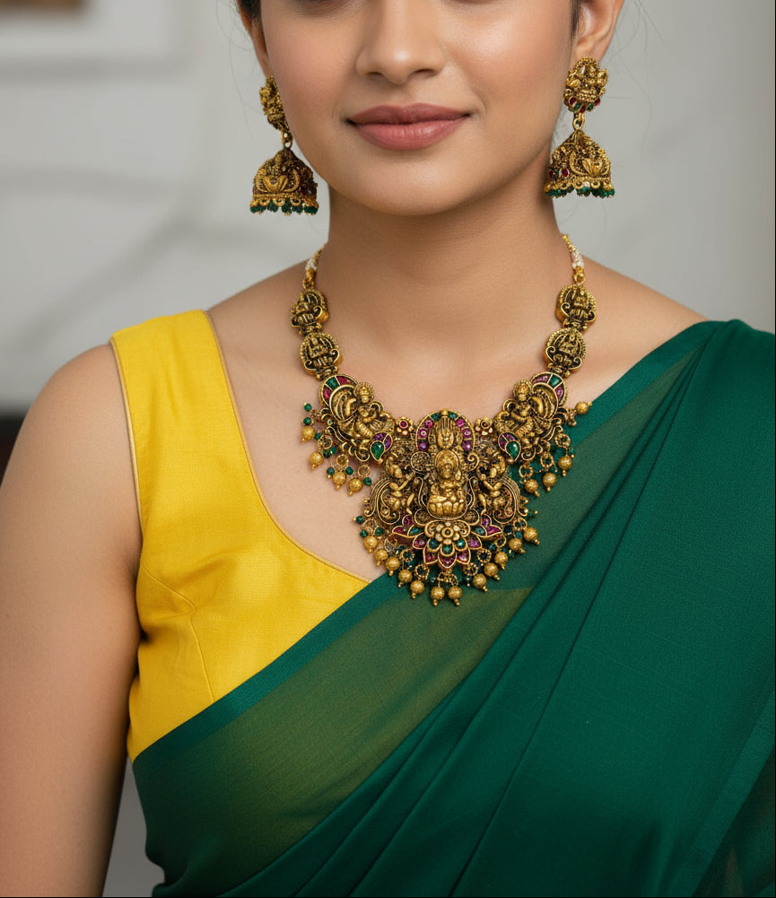 Premium Temple Jewellery set Antique Haaram