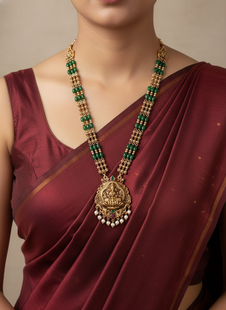Antique Green Beaded Necklace