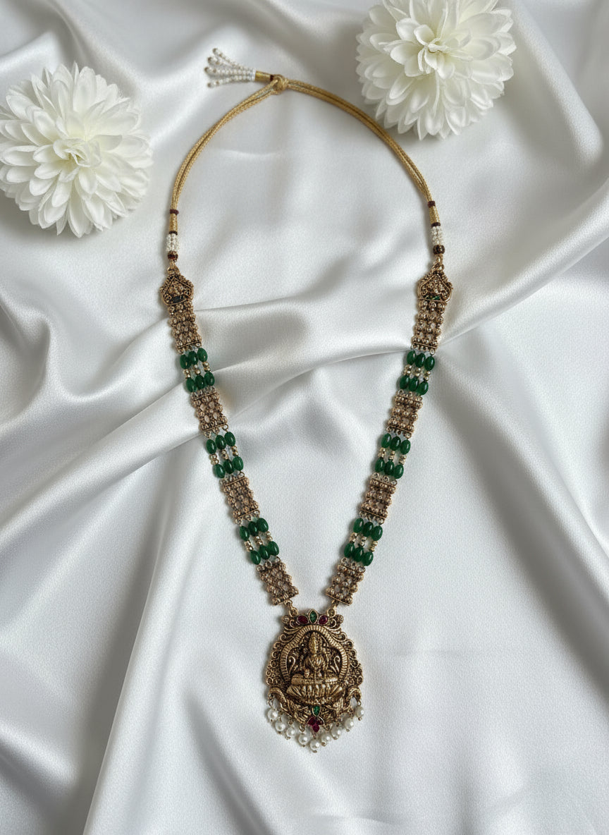 Antique Green Beaded Necklace