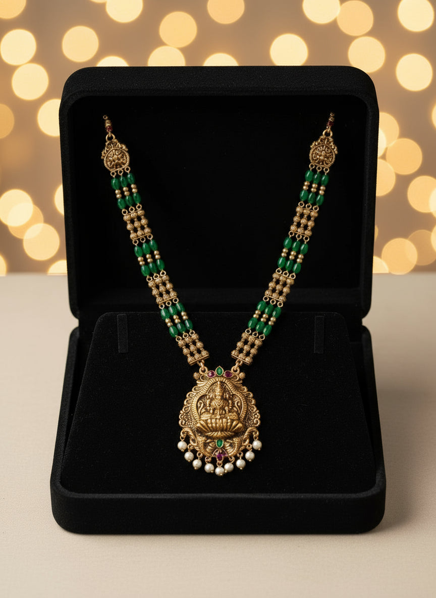 Antique Green Beaded Necklace