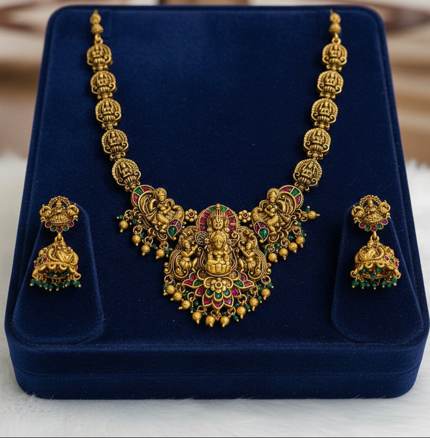 Premium Temple Jewellery set Antique Haaram