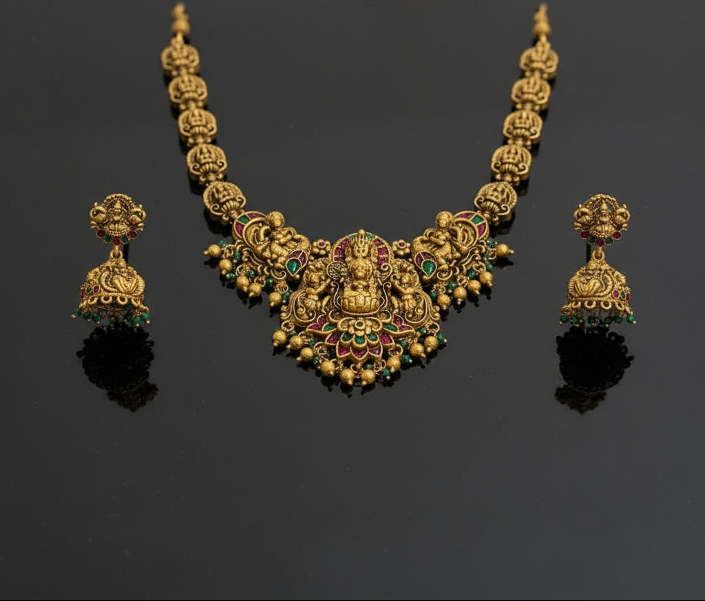 Premium Temple Jewellery set Antique Haaram