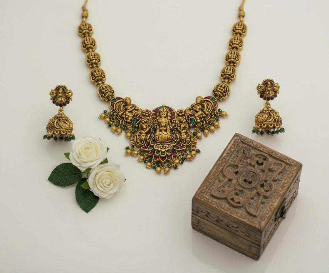 Premium Temple Jewellery set Antique Haaram